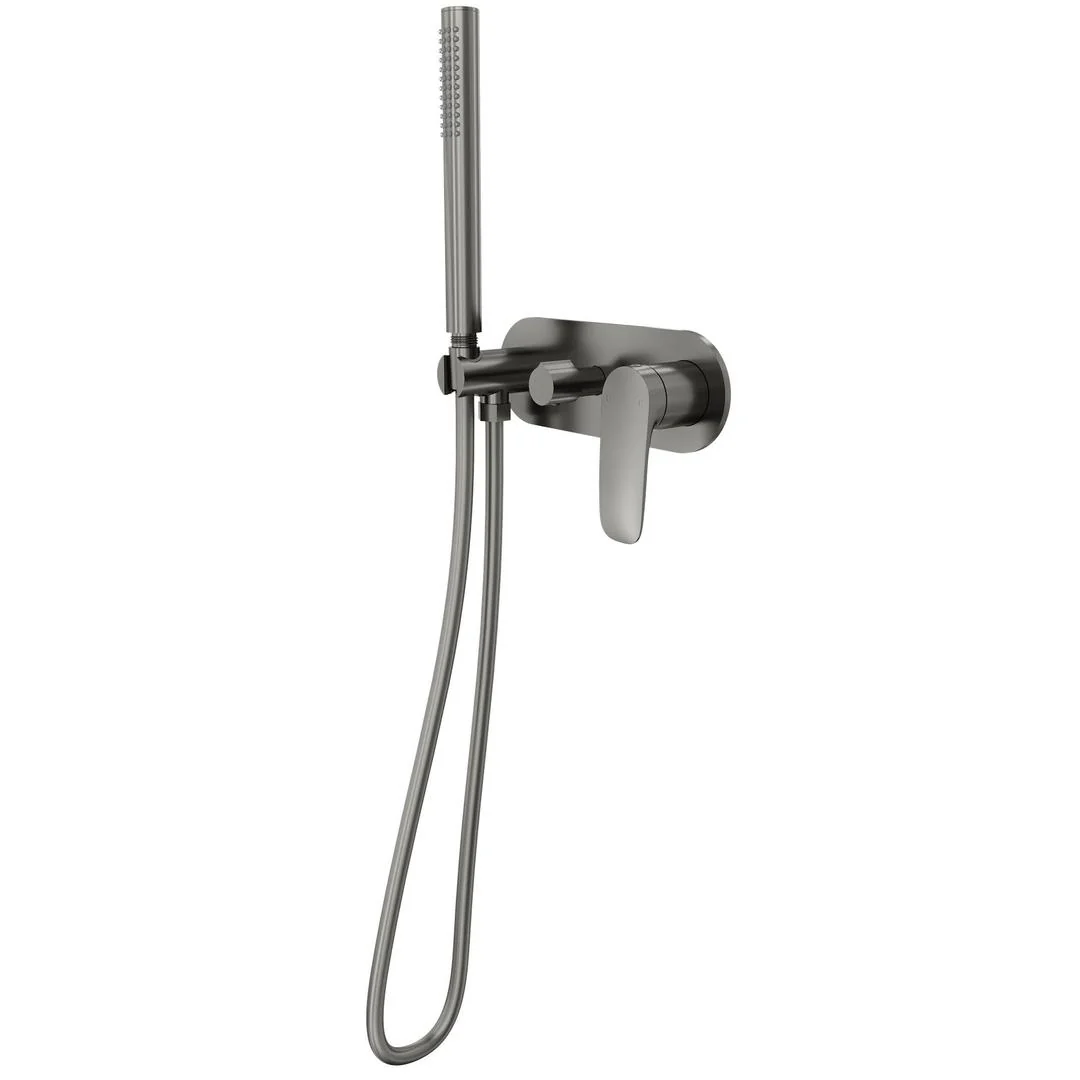 Linsol Curva 1-Plate Wall Mixer with Hand Shower Trim Kit - Gunmetal