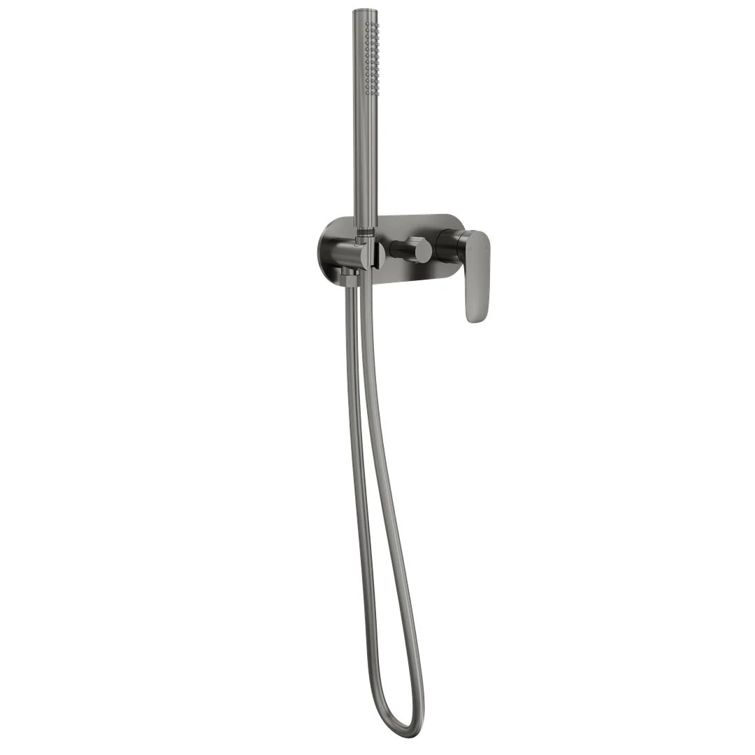 Linsol Curva 1-Plate Wall Mixer with Hand Shower Trim Kit - Gunmetal - Image 2