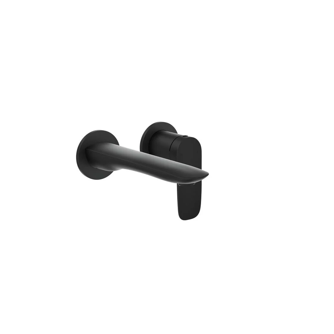 Linsol Curva 2-Plate Wall Basin or Bath Mixer - Matte Black - Image 2