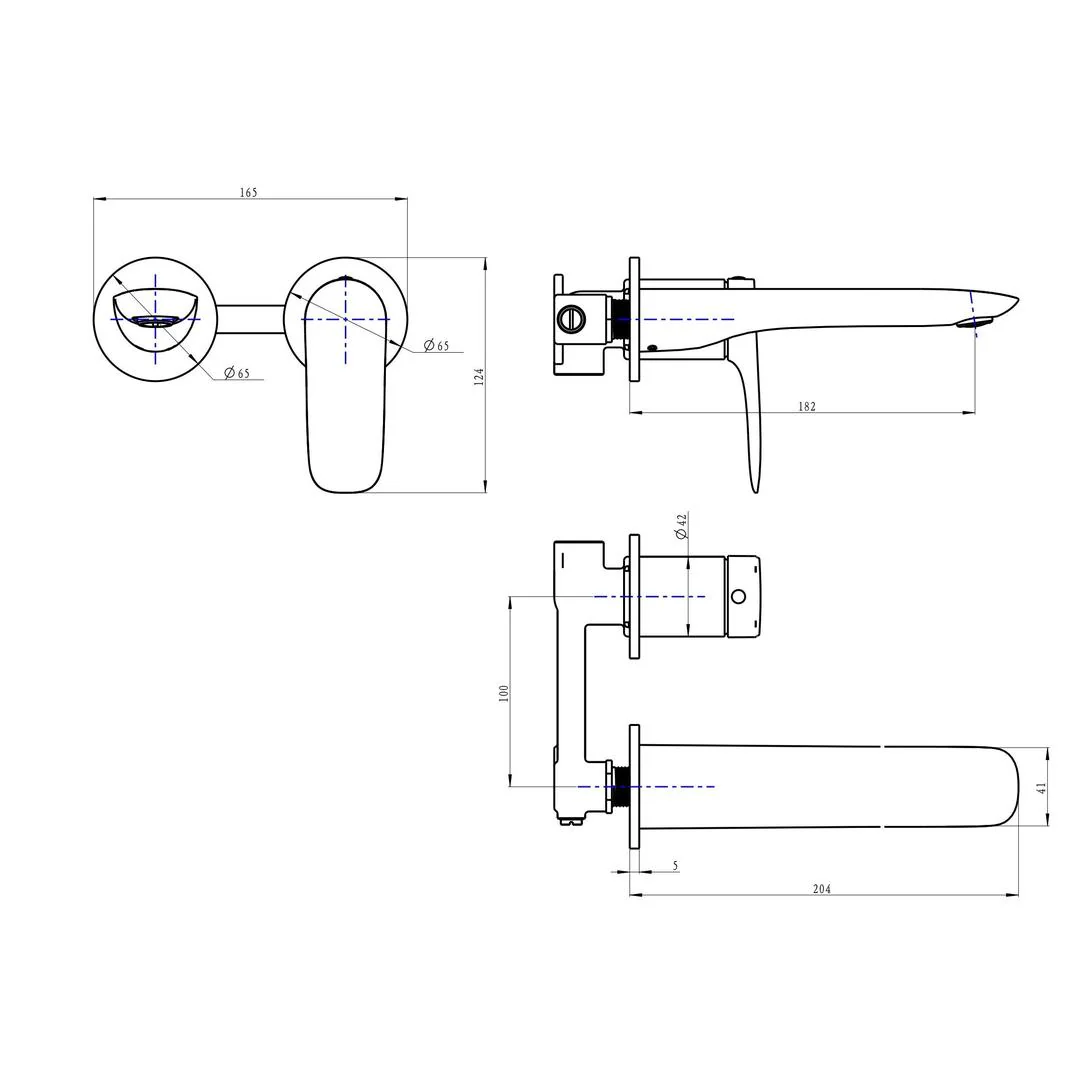 Linsol Curva 2-Plate Wall Basin or Bath Mixer - Matte Black - Image 3
