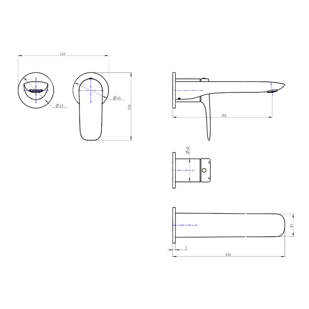 Linsol Curva 2-Plate Wall Basin or Bath Mixer Trim Kit - Matte Black - Image 2