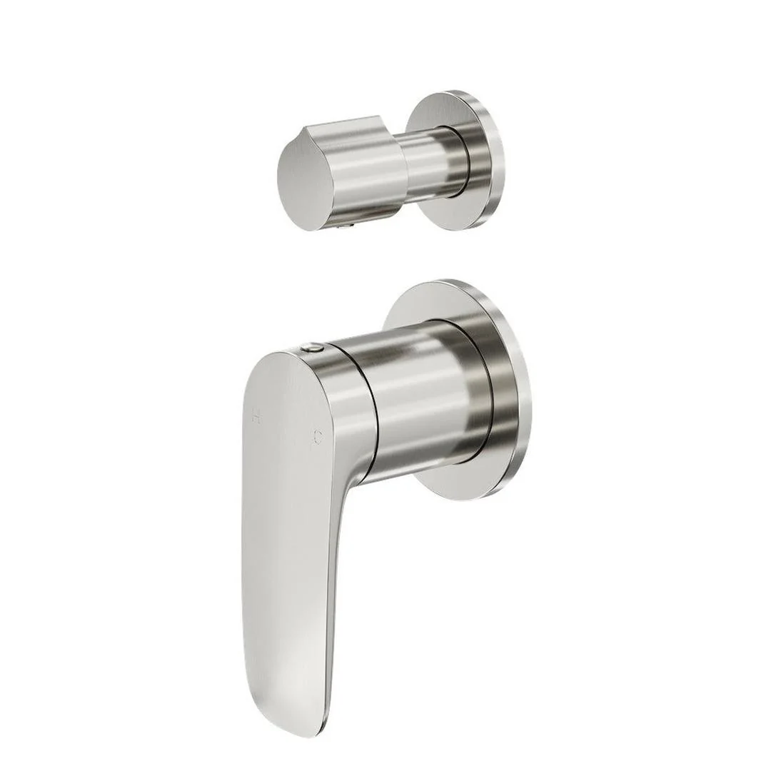 Linsol Curva 2-Plate Wall Mixer with Divertor - Brushed Nickel
