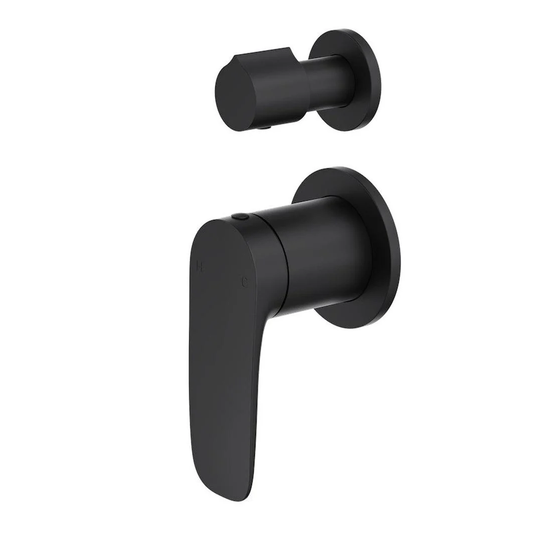 Linsol Curva 2-Plate Wall Mixer with Divertor - Matte Black
