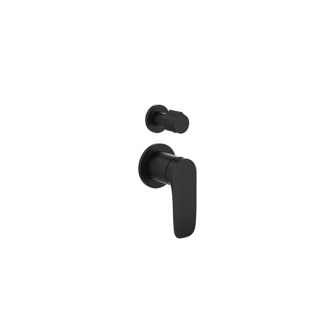 Linsol Curva 2-Plate Wall Mixer with Divertor - Matte Black - Image 2