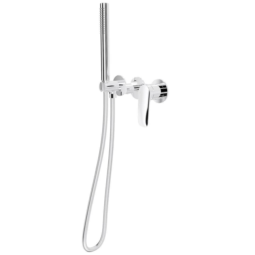Linsol Curva 3-Plate Wall Mixer with Hand Shower - Chrome