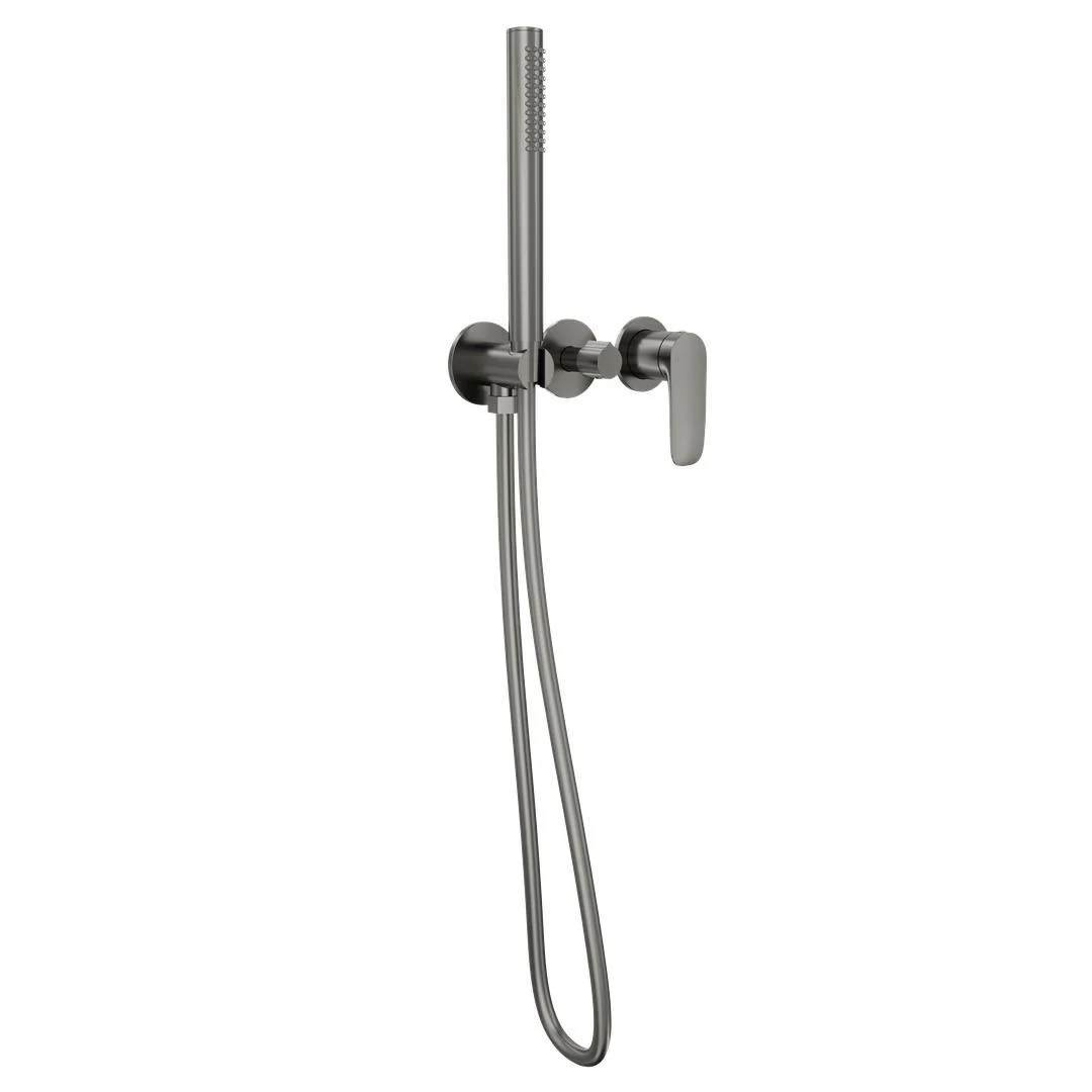 Linsol Curva 3-Plate Wall Mixer with Hand Shower Trim Kit - Gunmetal - Image 2