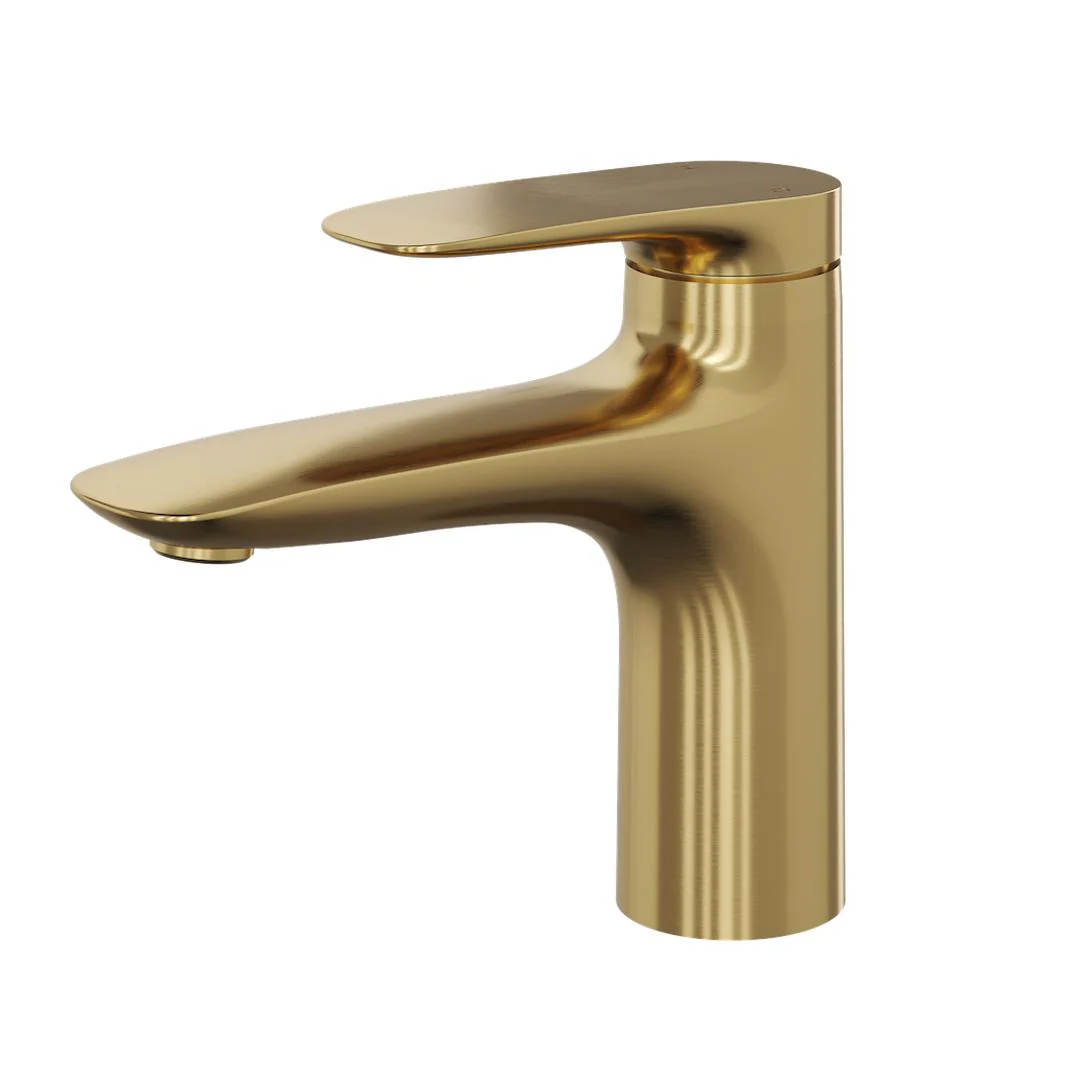Linsol Curva Basin Mixer - Brushed Brass