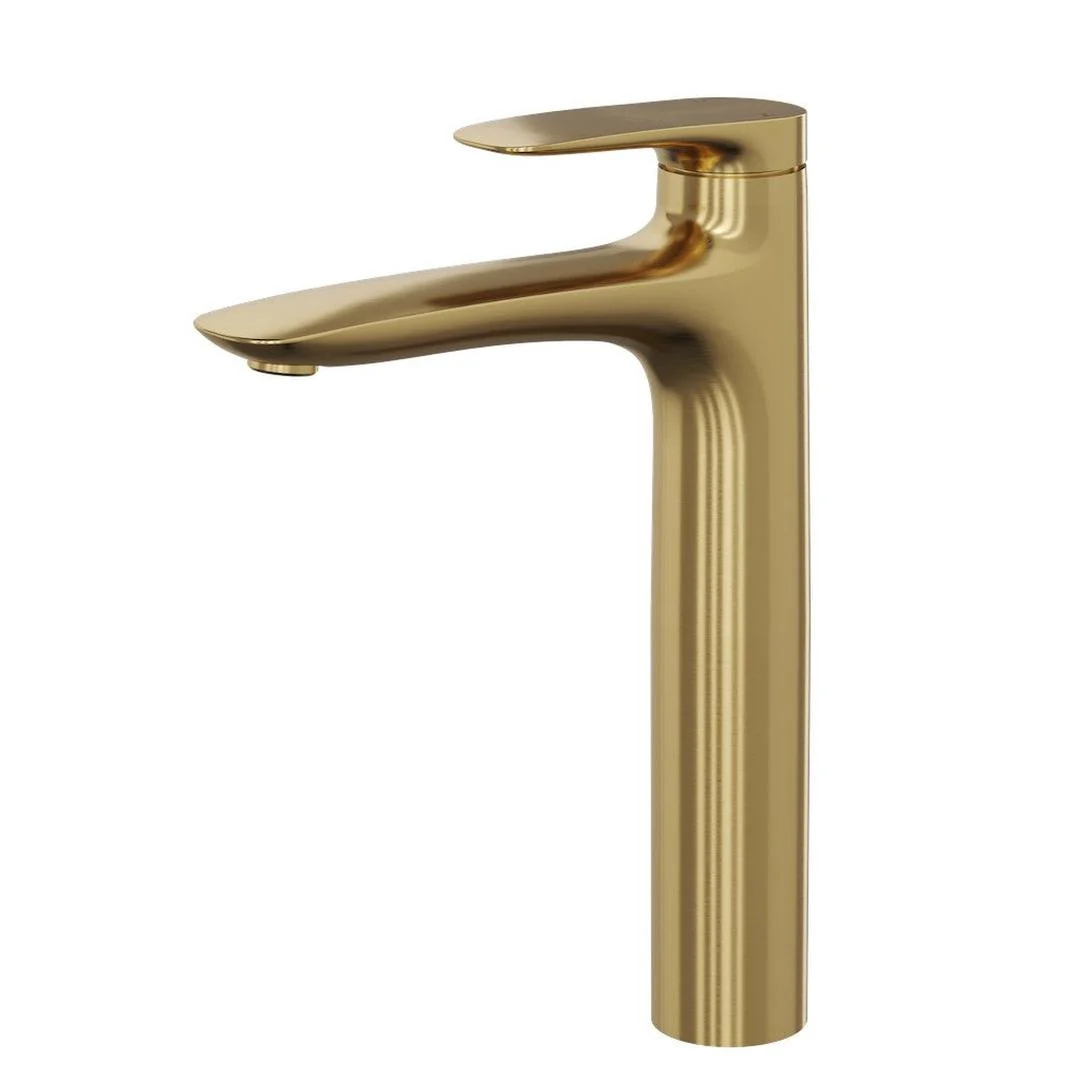 Linsol Curva Tall Basin Mixer - Brushed Brass
