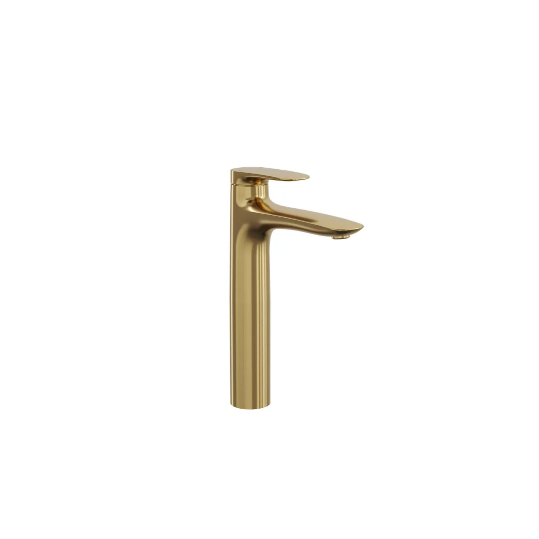 Linsol Curva Tall Basin Mixer - Brushed Brass - Image 2
