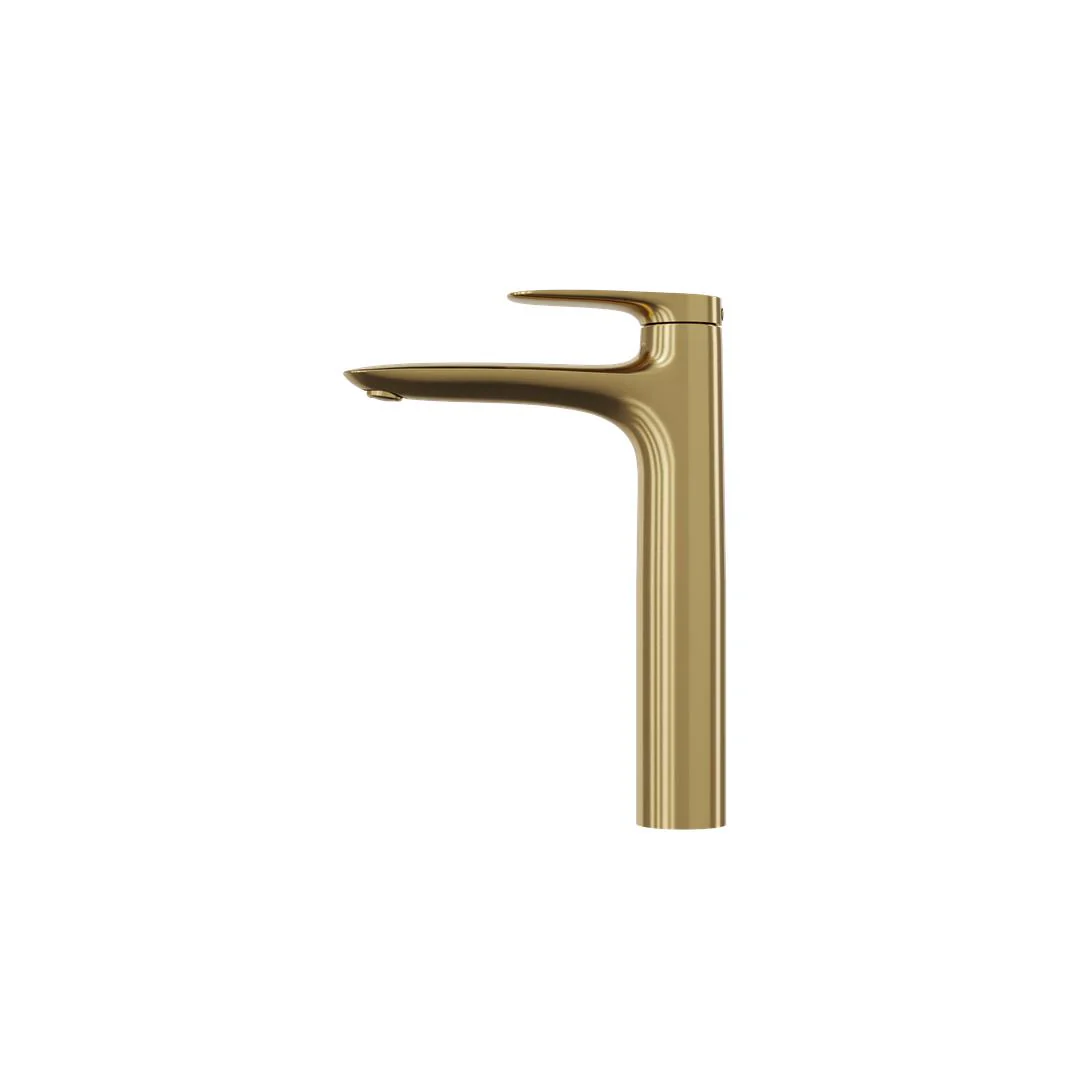 Linsol Curva Tall Basin Mixer - Brushed Brass - Image 3