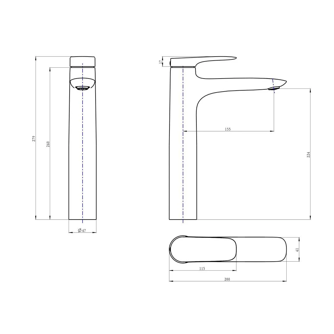 Linsol Curva Tall Basin Mixer - Matte Black - Image 4