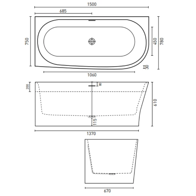 Decina Natalia 1500 Back-To-Corner Bath - Image 6