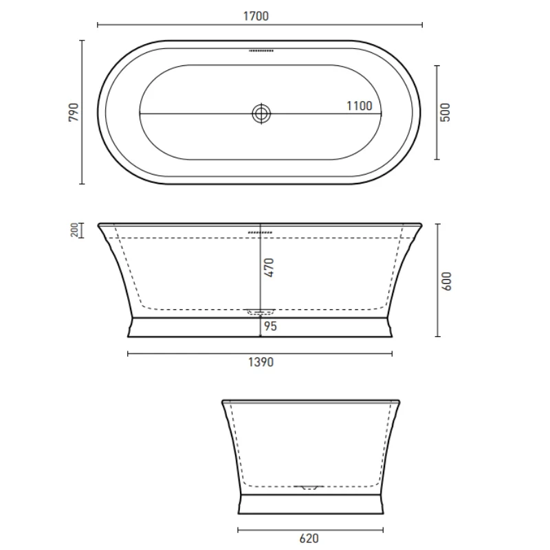 Decina Regent 1700 Freestanding Bath - Image 5