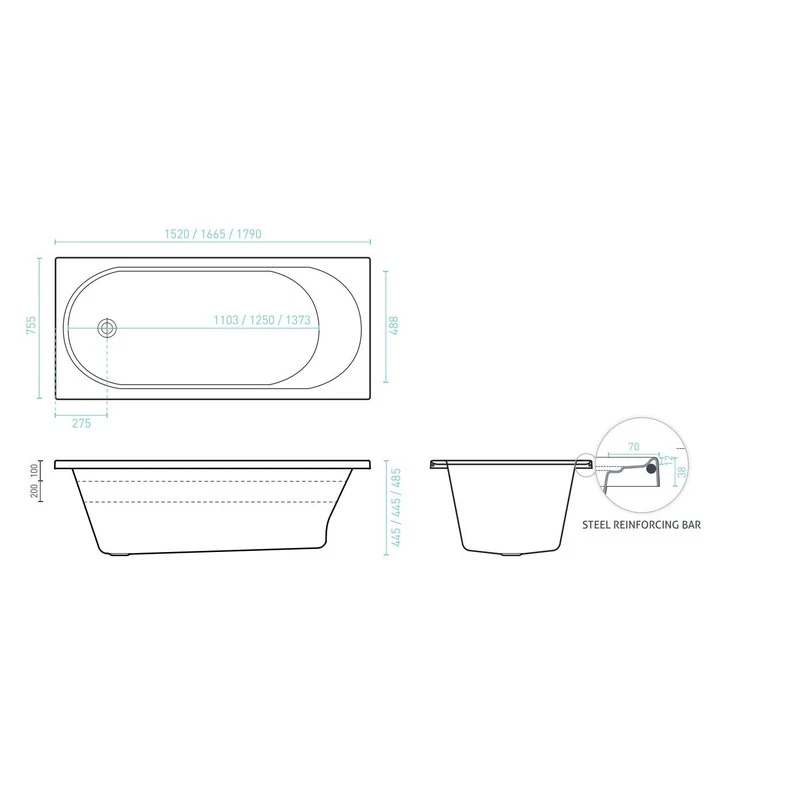 Decina Turin 1665 Contour 12 Jet Spa Bath - Image 2