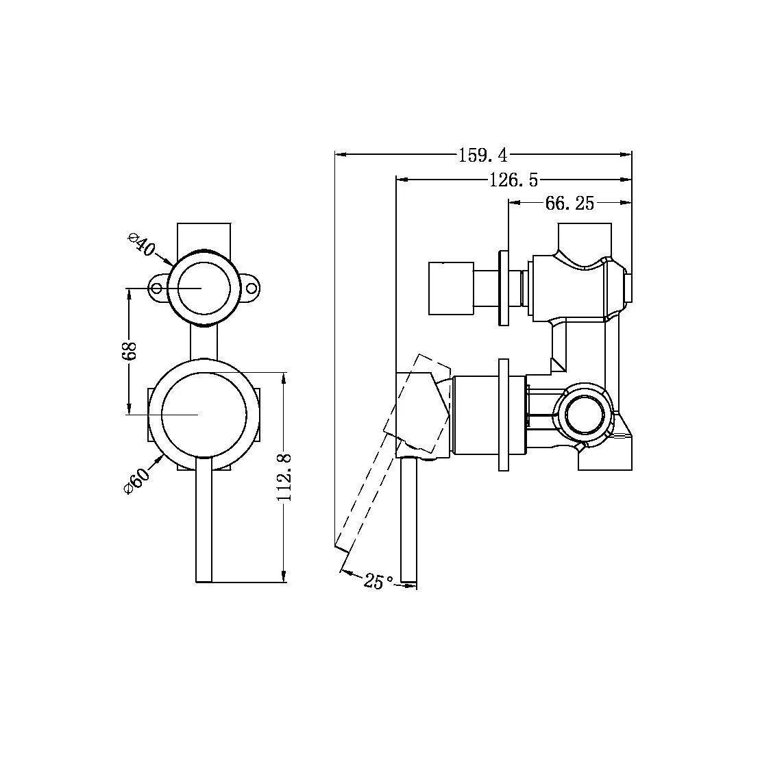 Nero Dolce Shower Mixer With Diverter Separate Back Plate - Chrome - Image 4