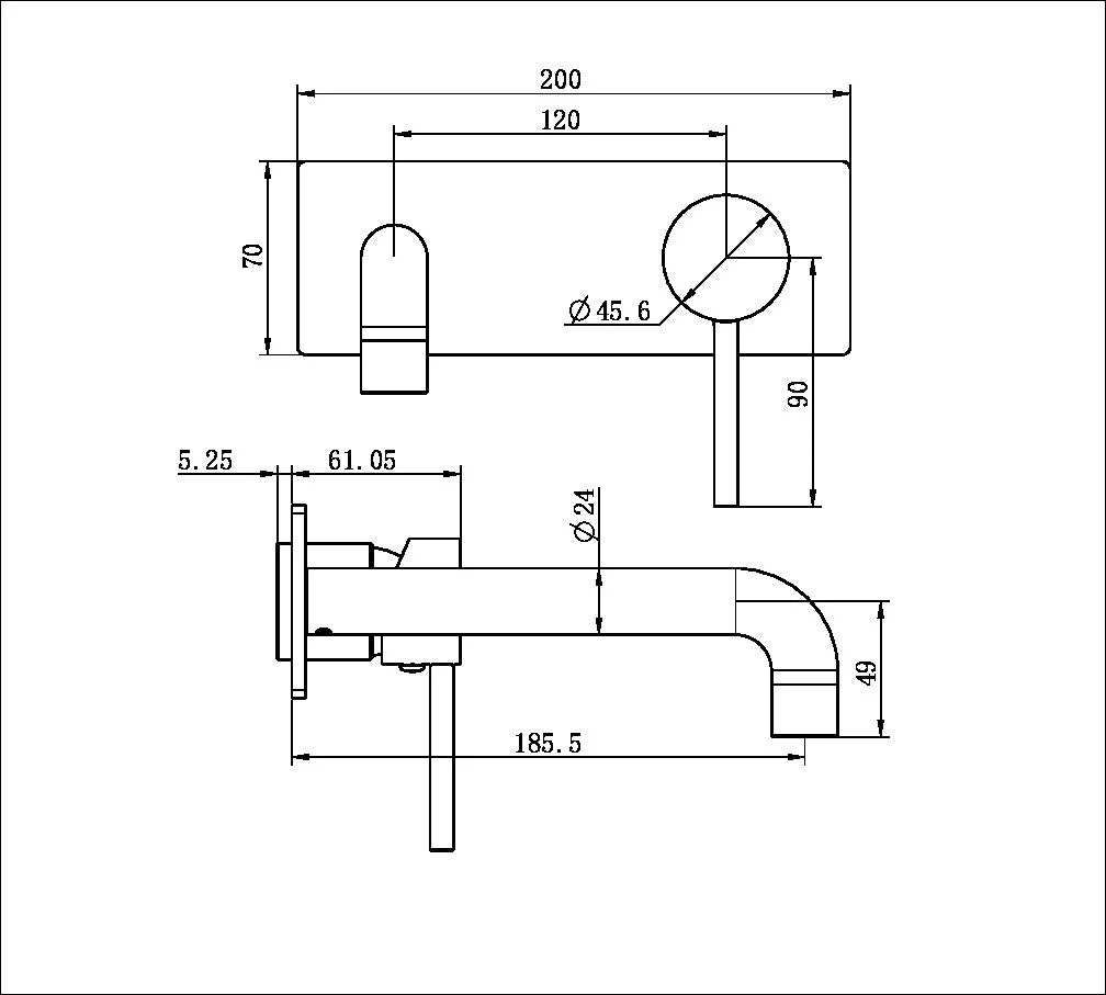 Nero Dolce Wall Basin/Bath Mixer (Trim Kit Only) - Brushed Nickel - Image 2