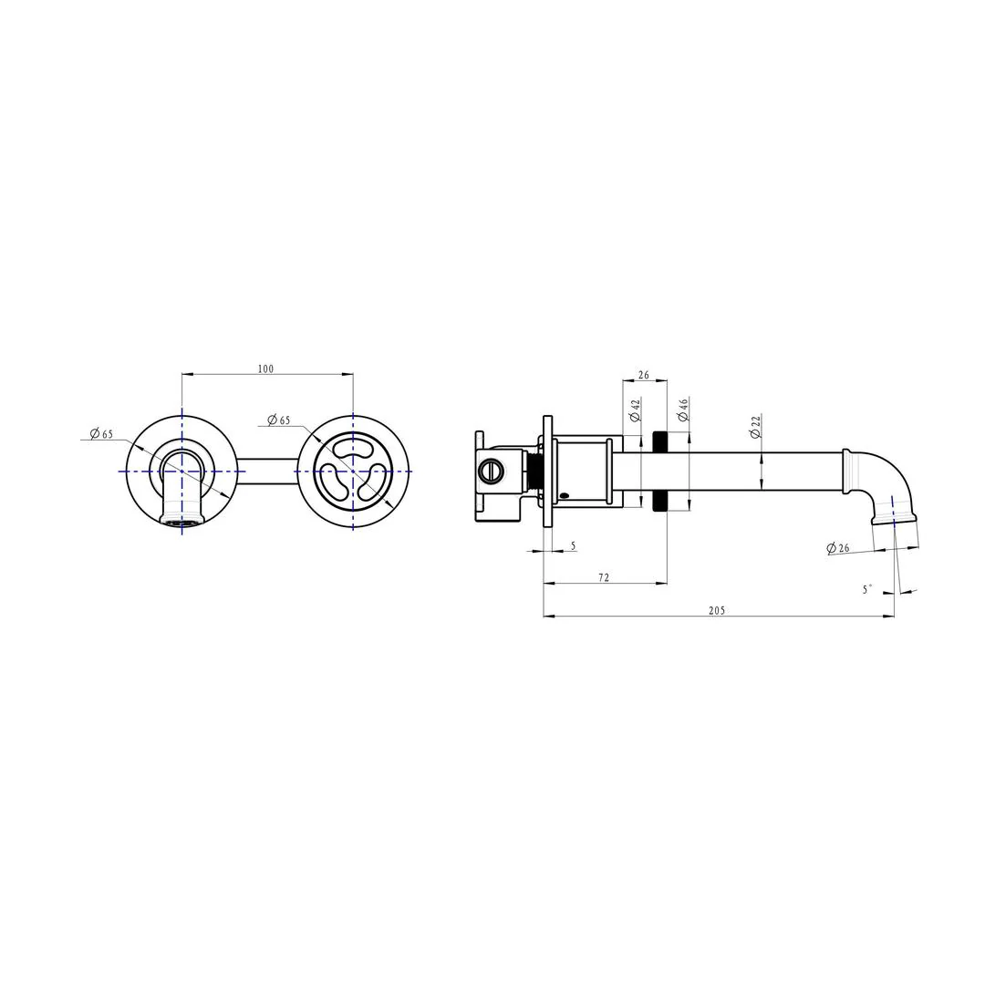 Linsol Dynamik 2-Plate Wall Basin or Bath Mixer - Brushed Nickel - Image 2