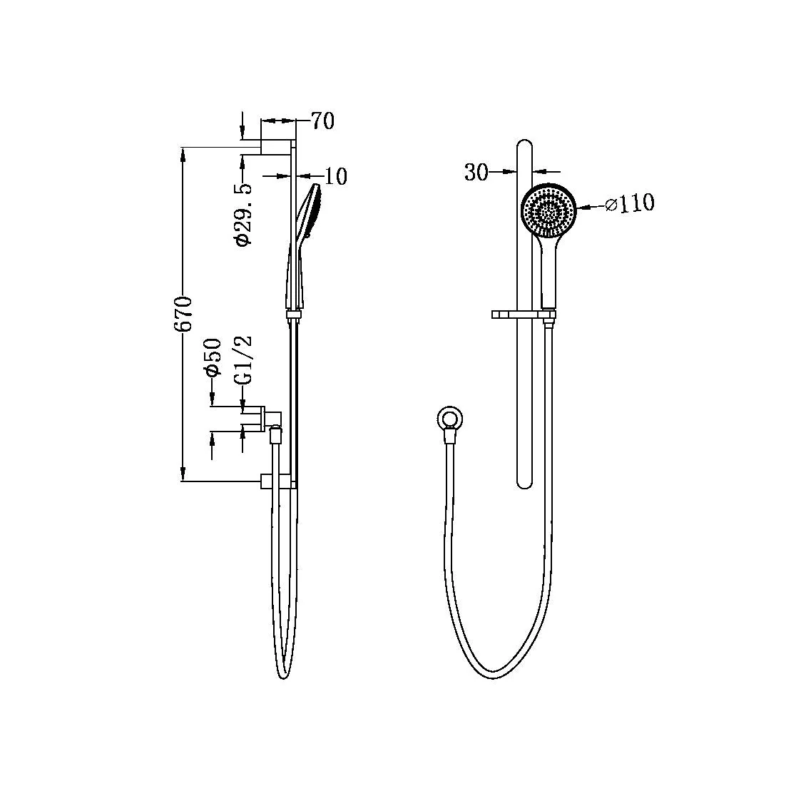 Nero Ecco Shower Rail With Air Shower - Chrome - Image 2