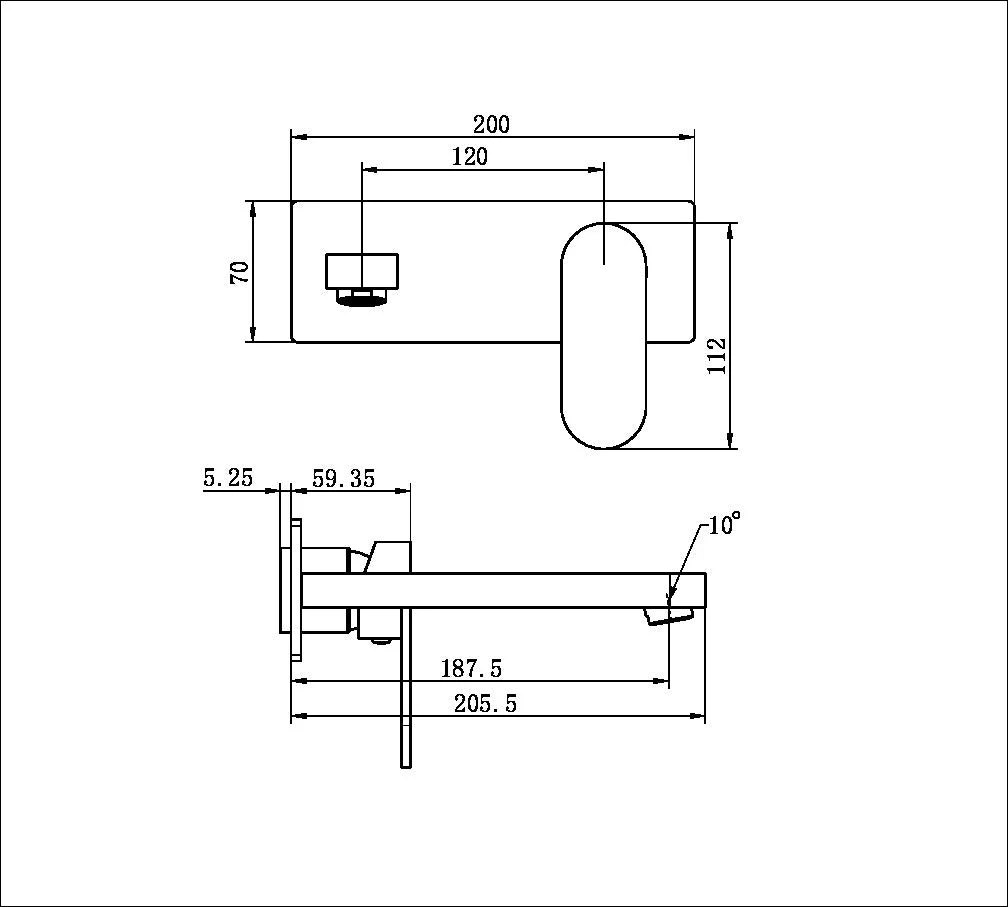 Nero Ecco Wall Basin/Bath Mixer (Trim Kit Only) - Brushed Nickel - Image 2