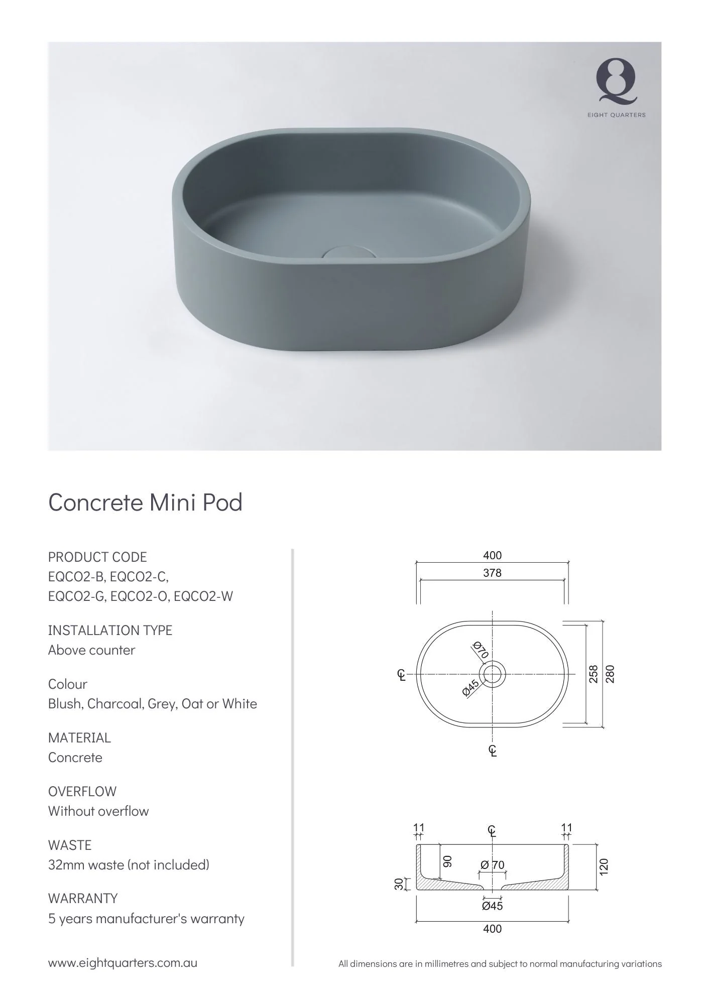 Eight Quarters Concrete Mini Pod Oat - Image 2