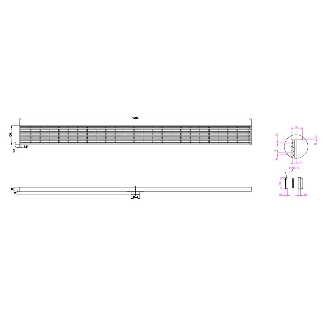 Linsol Ezyflow 1000mm Heelguard Linear Waste DN44 - Gunmetal - Image 3