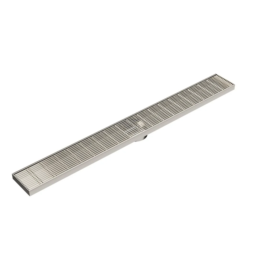 Linsol Ezyflow 1000mm Heelguard Linear Waste DN64 - Brushed Nickel