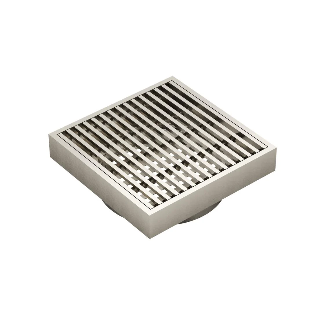 Linsol Ezyflow 110mm Heelguard Square Waste DN44 - Brushed Nickel