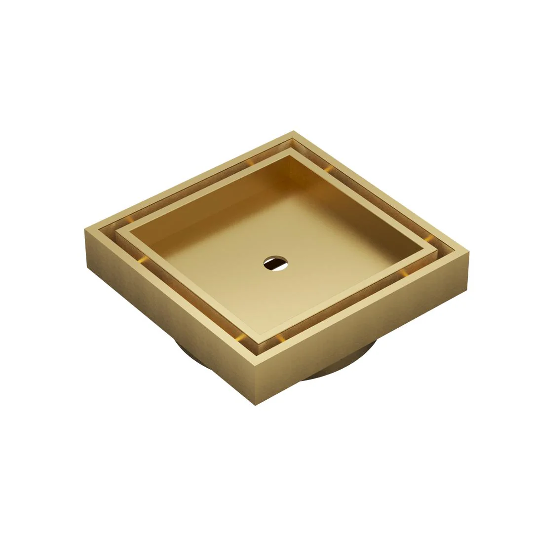 Linsol Ezyflow 110mm Tile Insert Square Waste DN44 - Brushed Brass