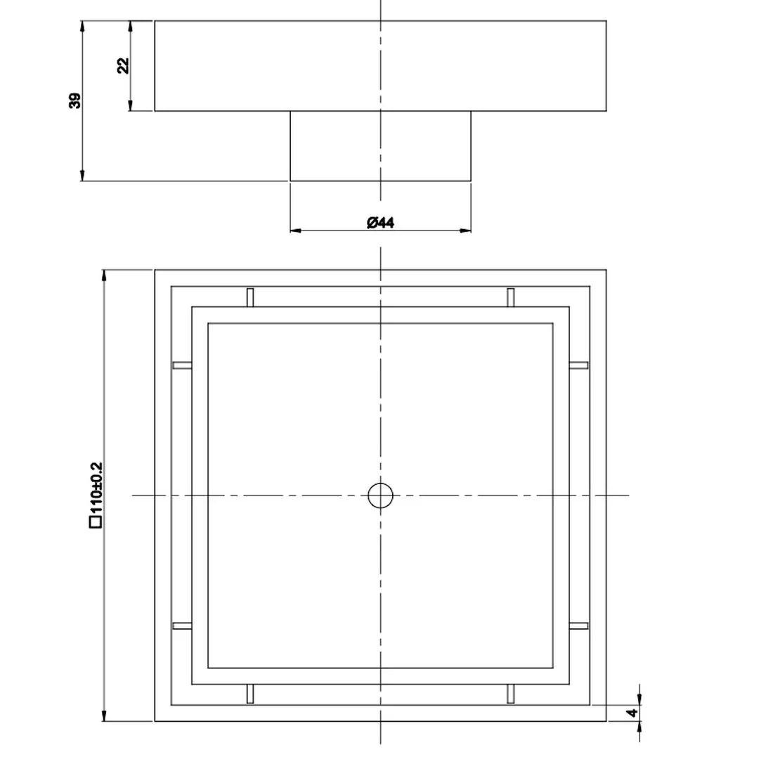 Linsol Ezyflow 110mm Tile Insert Square Waste DN44 - Brushed Brass - Image 2
