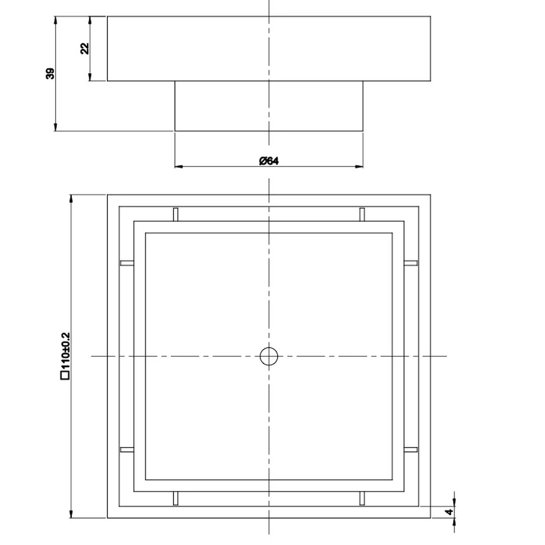 Linsol Ezyflow 110mm Tile Insert Square Waste DN64 - Brushed Brass - Image 2