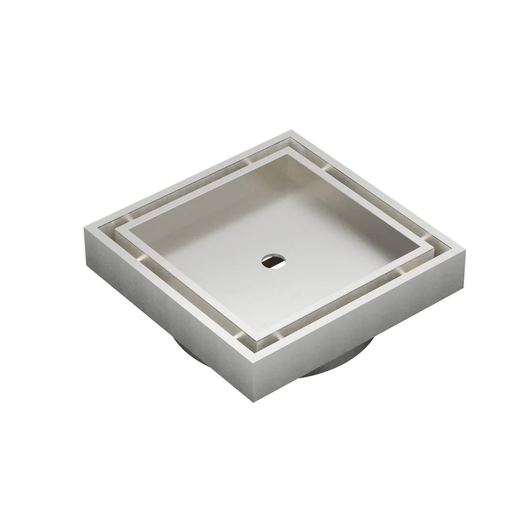 Linsol Ezyflow 110mm Tile Insert Square Waste DN64 -  Brushed Nickel