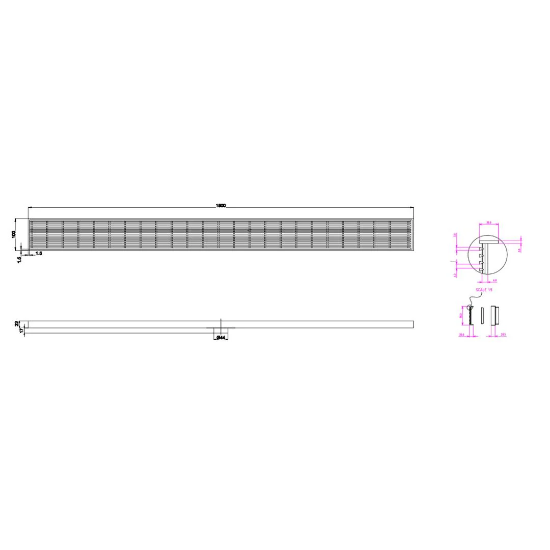 Linsol Ezyflow 1500mm Heelguard Linear Waste DN44 - Gunmetal - Image 2