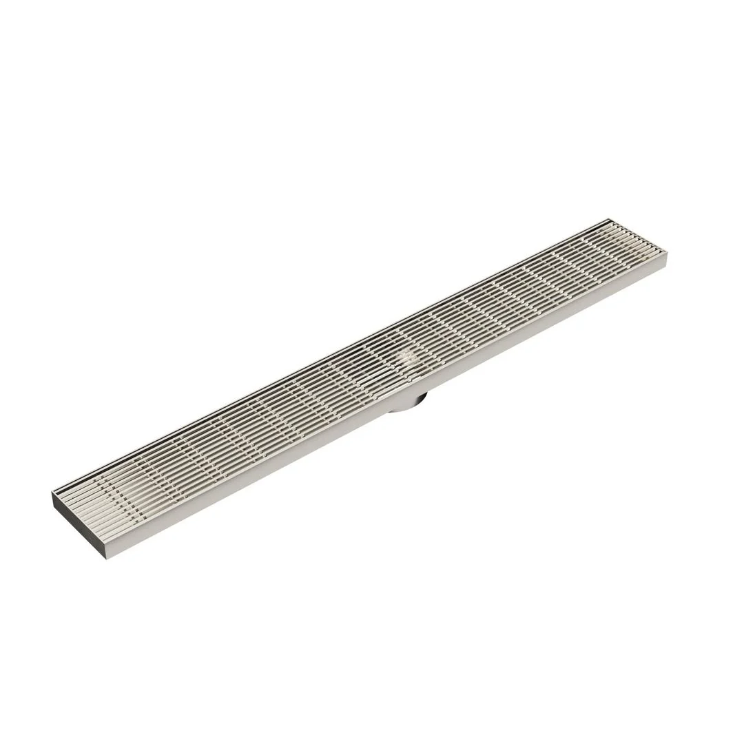 Linsol Ezyflow 800mm Heelguard Linear Waste DN64 - Brushed Nickel