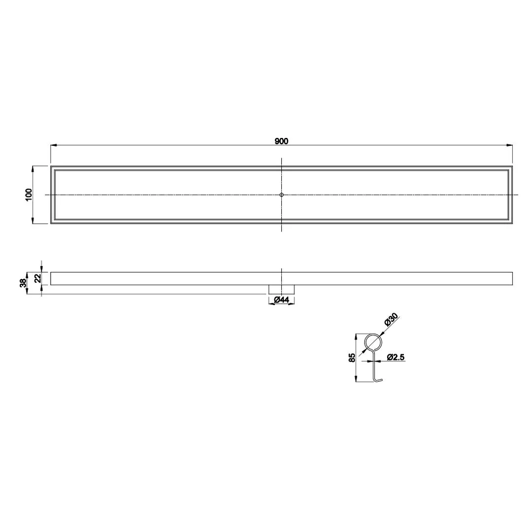 Linsol Ezyflow 900mm Tile Insert Linear Waste DN44 - Gunmetal - Image 2