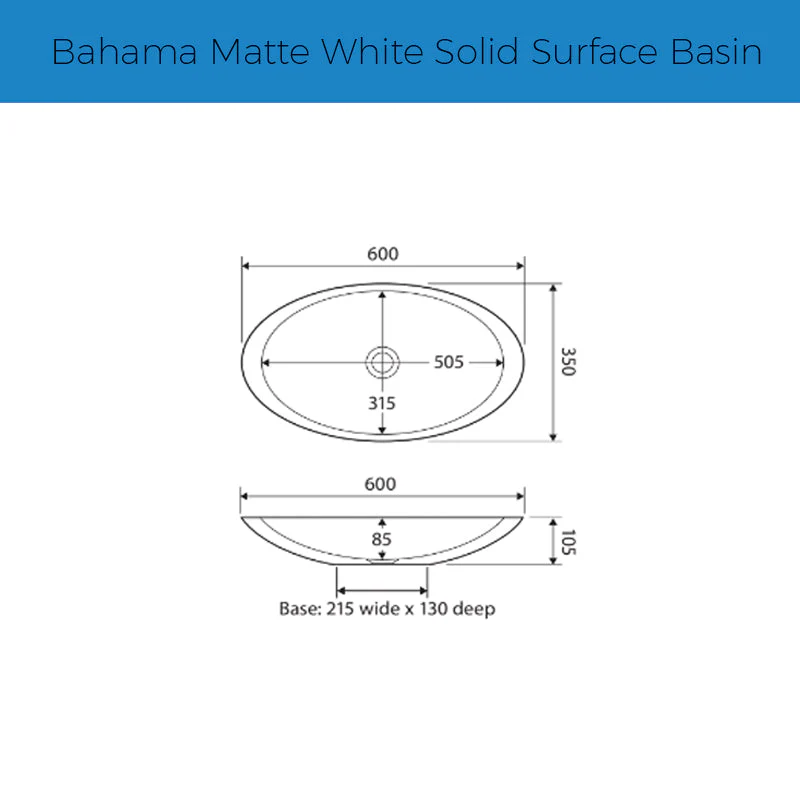Fienza Bahama Solid Surface Basin - White Matte - Image 4