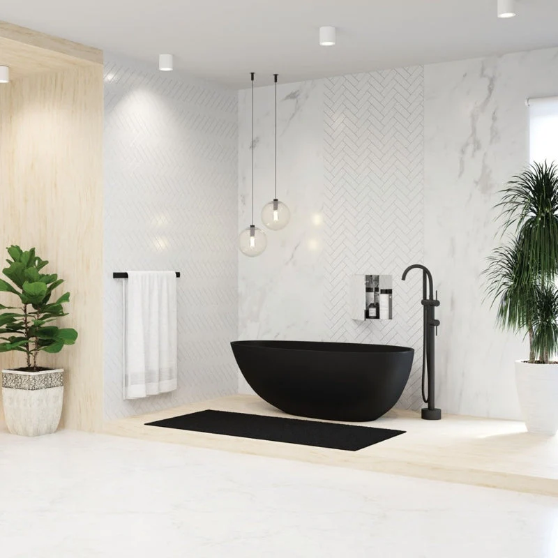 Fienza Bahama Solid Surface Bath 1700mm - Black Matte - Image 2