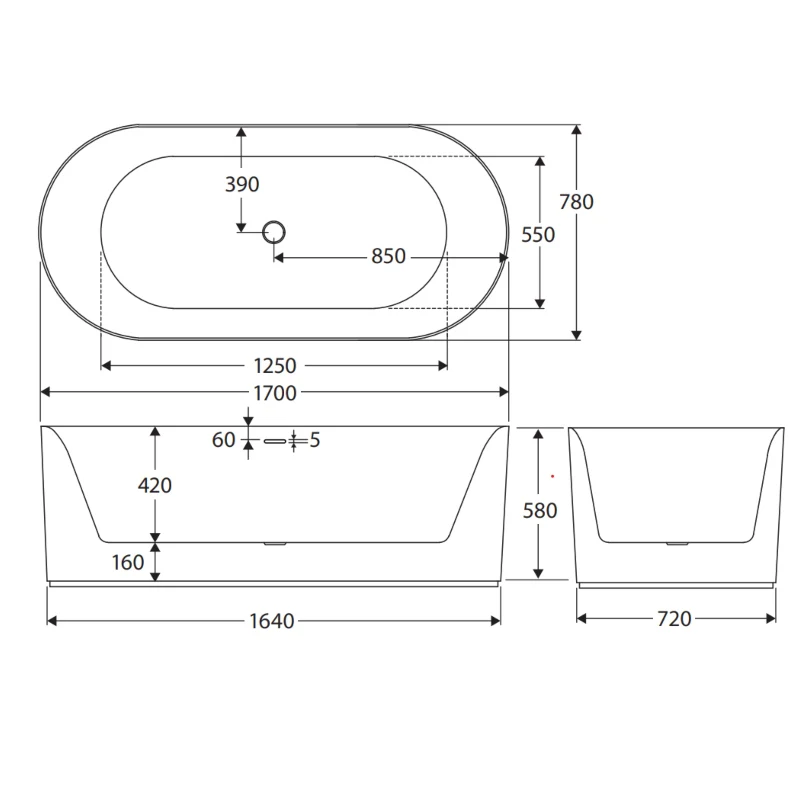 Empire Slim Freestanding Solid Surface Bath - Matte White - Image 4