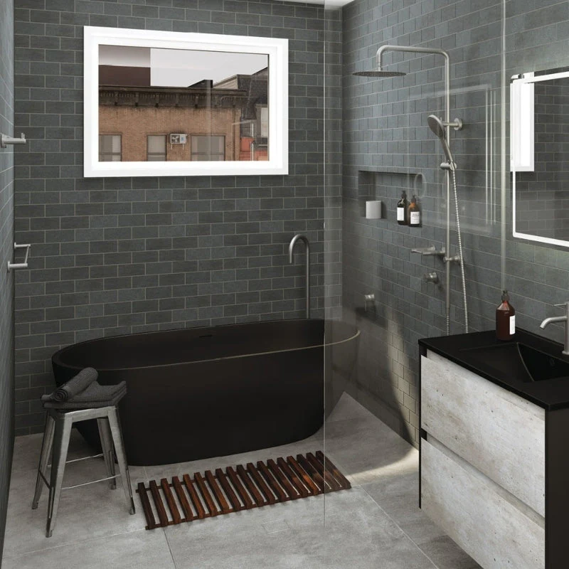 Fienza Luciana Solid Surface Bath - Black Matte - Image 2