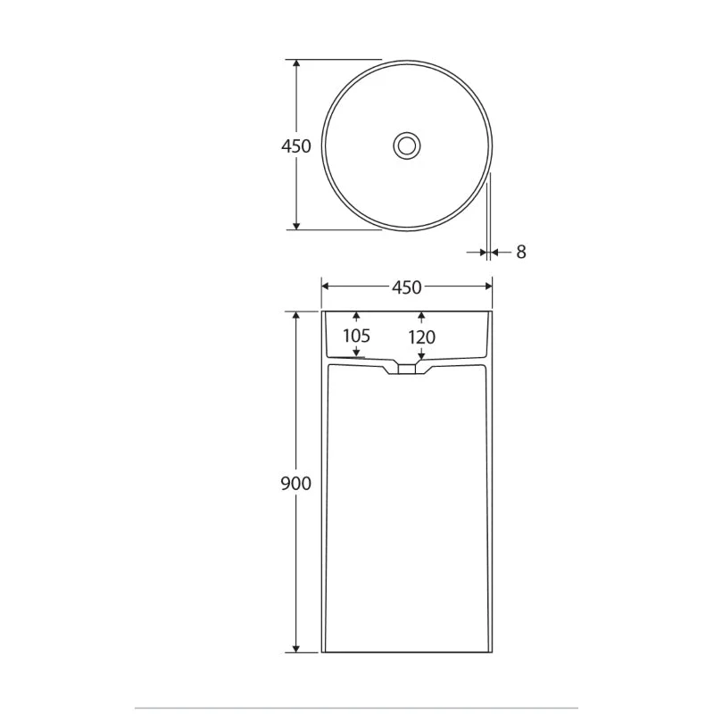 Fienza Minka Solid Surface Freestanding Basin - White Matte - Image 3