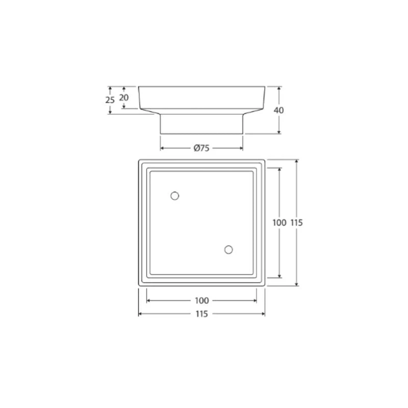 Fienza Square Tile Bed Floor Waste, 75mm Outlet - Antique Brass - Image 2