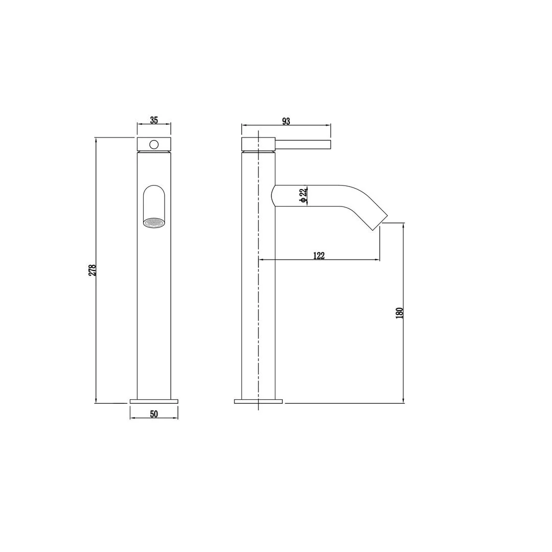 Linsol Gigi S2 Tall Basin Mixer - Brushed Brass - Image 2