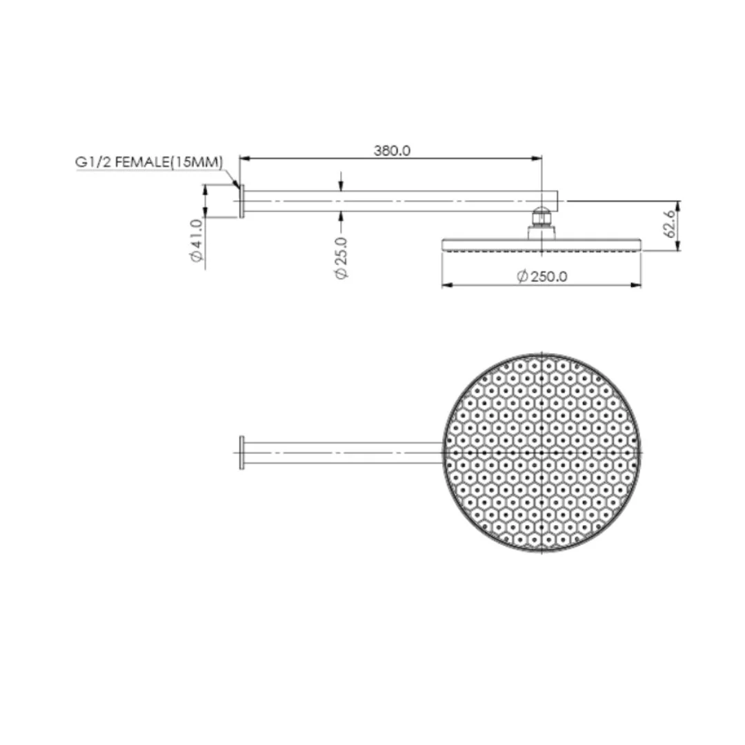 Greens RainBoost Wall Shower - Brushed Brass - Image 2