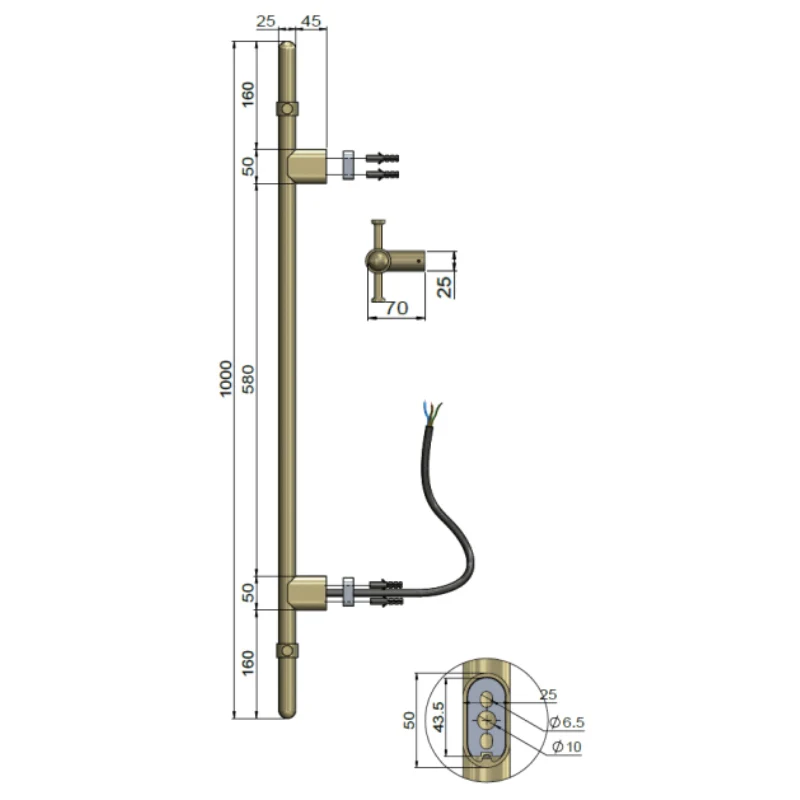 Meir Heated Vertical Towel Rail - PVD Brushed Nickel - Image 3