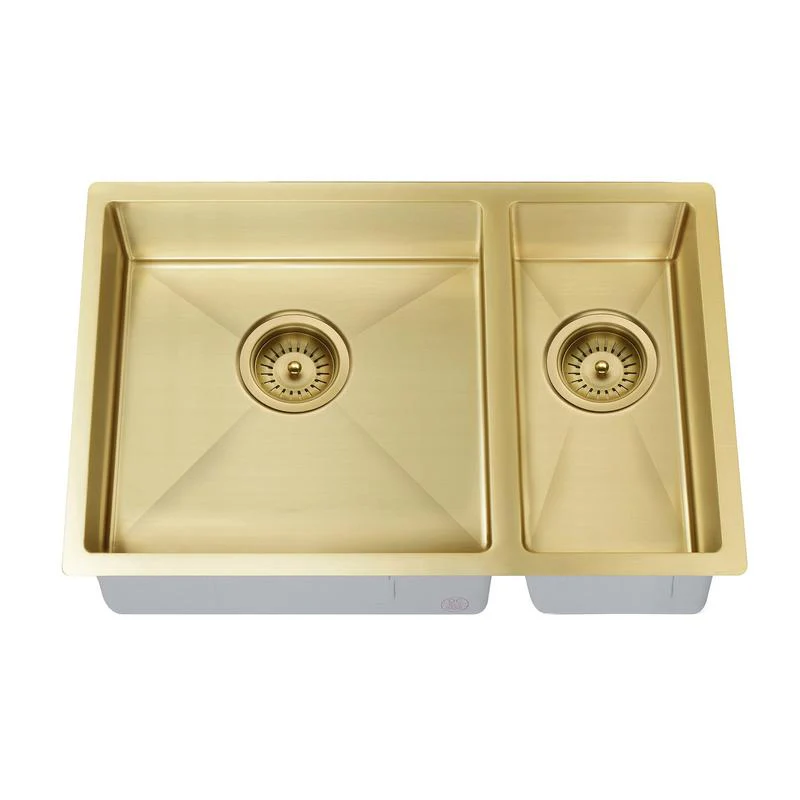 Meir Lavello Kitchen Sink One and Half Bowl 670 x 440 - PVD Brushed Bronze Gold - Image 4