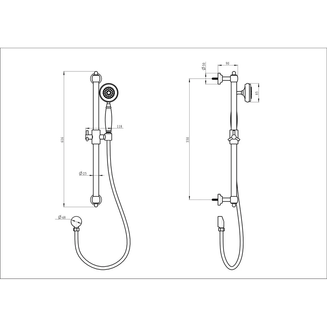 Linsol Klassique Sliding Shower Rail - Gunmetal - Image 3