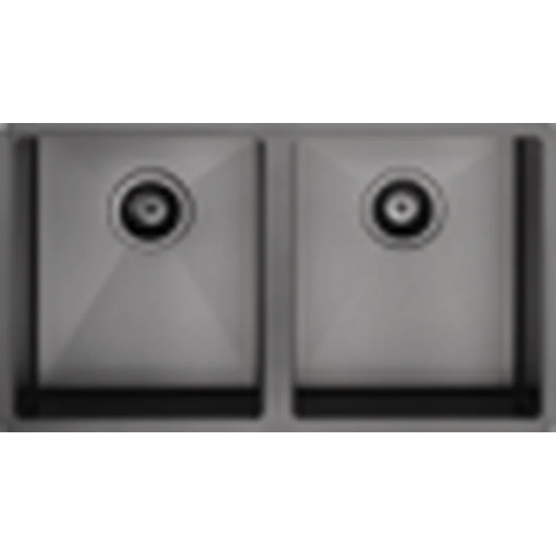 Meir Lavello Kitchen Sink Double Bowl 760 x 440 - Gun Metal Black - Image 5