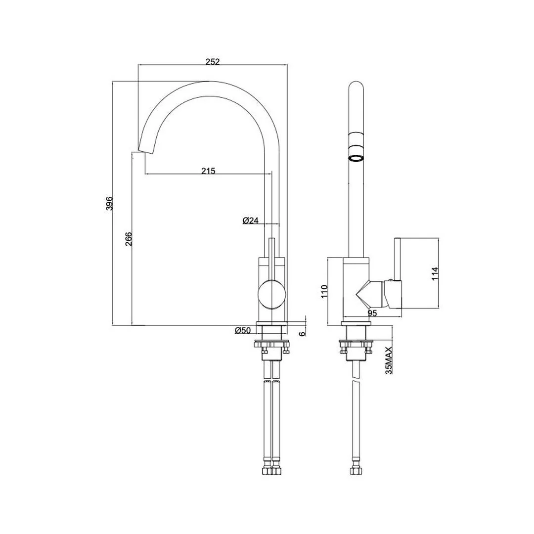 Linsol Louis S2 Sink Mixer Eco - Brushed Brass - Image 3