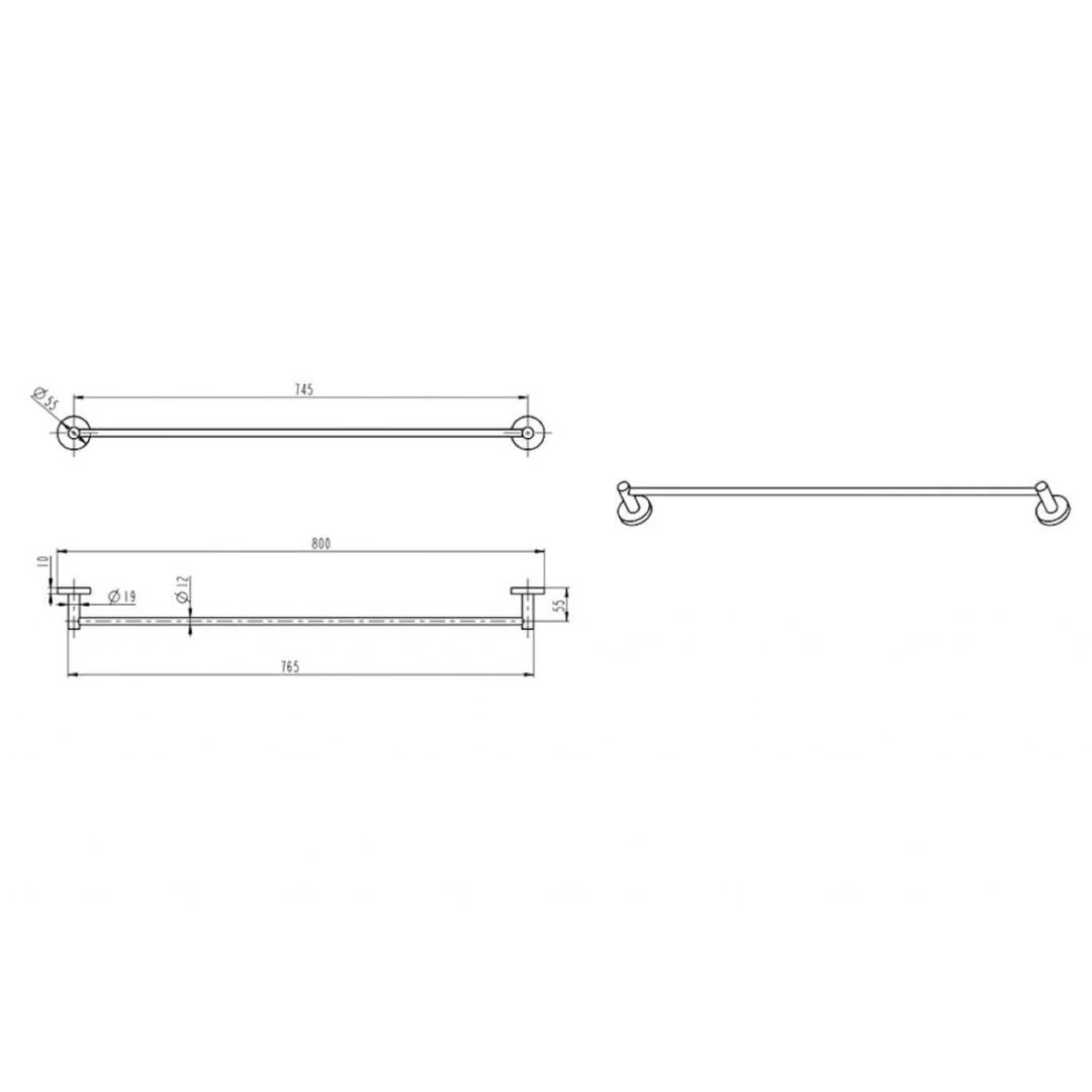 Linsol Lux S2 800mm Single Towel Rail - Matte Black - Image 2