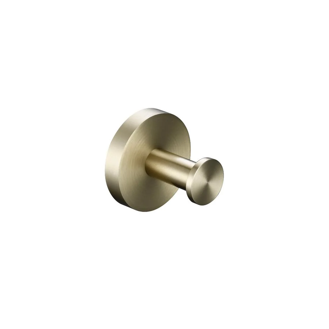 Linsol Lux S2 Single Robe Hook - Brushed Brass