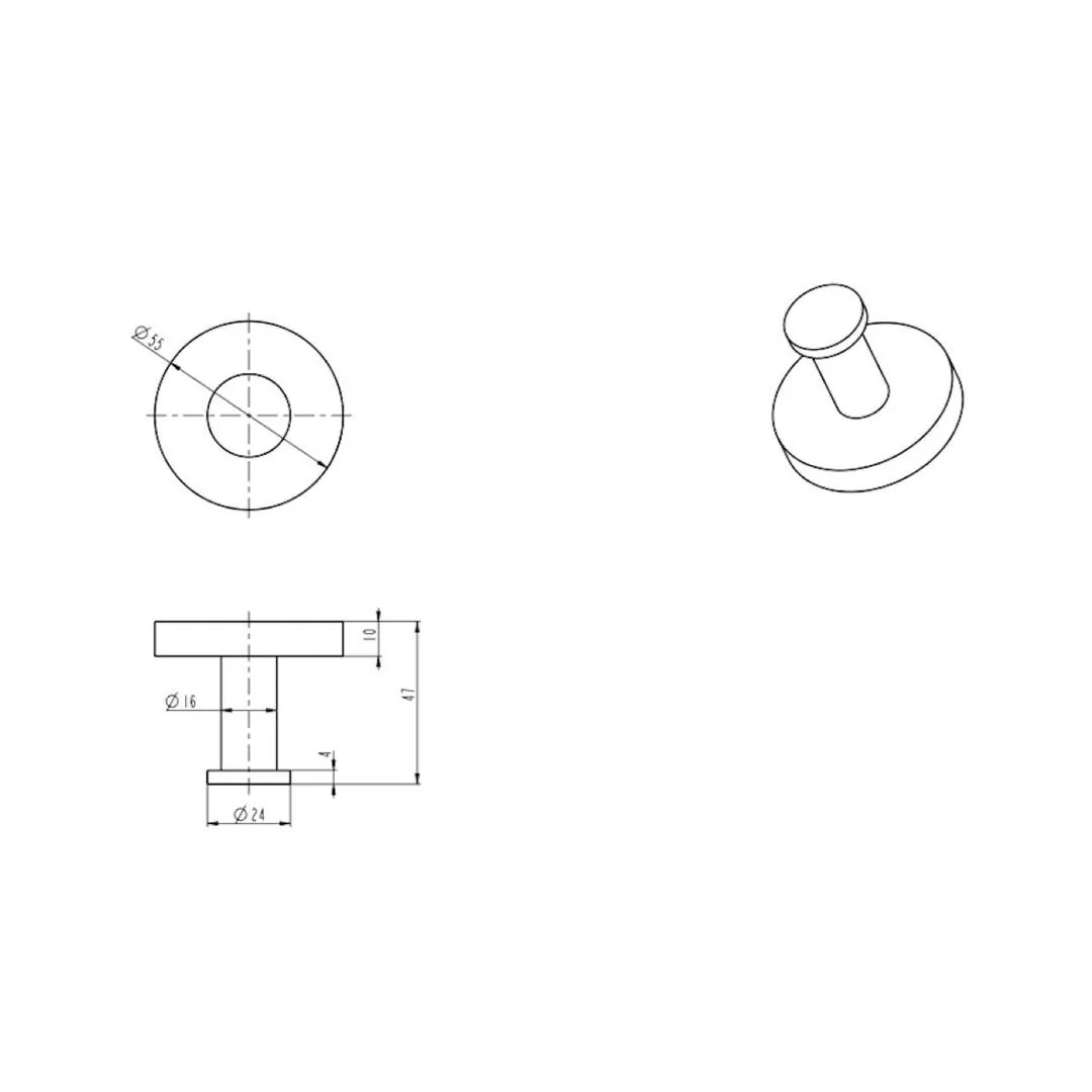Linsol Lux S2 Single Robe Hook - Brushed Brass - Image 2